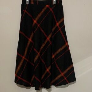 Plaid A-Line Skirt - Black and Red